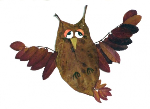 Совы из осенних листьев: Сова из листьев своими руками: как сделать поделку сову из листьев в пакете, осенняя поделка