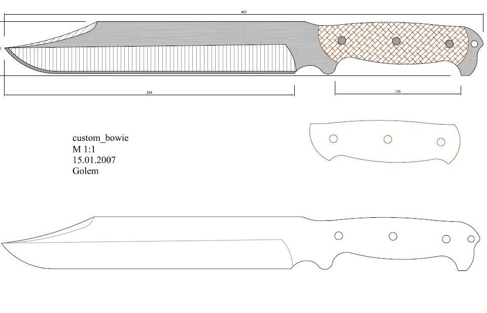 Чертеж нож охотничий: Более 800 чертежей и эскизов ножей