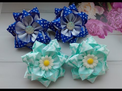 Цветок канзаши из ленты 1 см: Большие цветы из ленты 1см и 2.5см/Satin Ribbon Flower/Tutorial/D.I.Y - YouTube