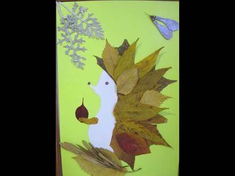 Ежик из листьев на тему осень своими руками: Ежик из листьев, мастер-класс и шаблон