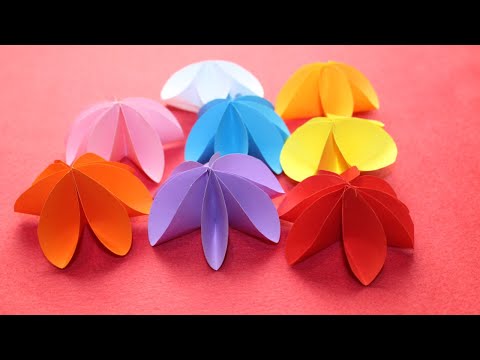 Объемный цветок видео из бумаги: Объемные цветы оригами из бумаги. Origami paper flowers