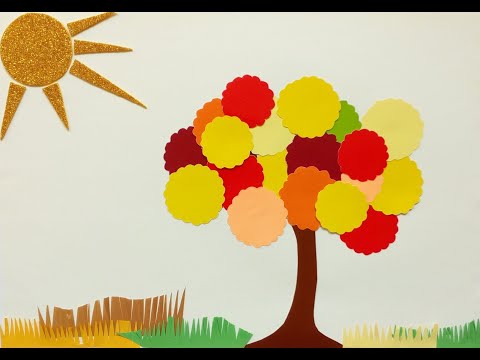 Аппликация из цветной бумаги осенние деревья: Макет «Осеннее дерево» из цветной бумаги. Мастер-класс