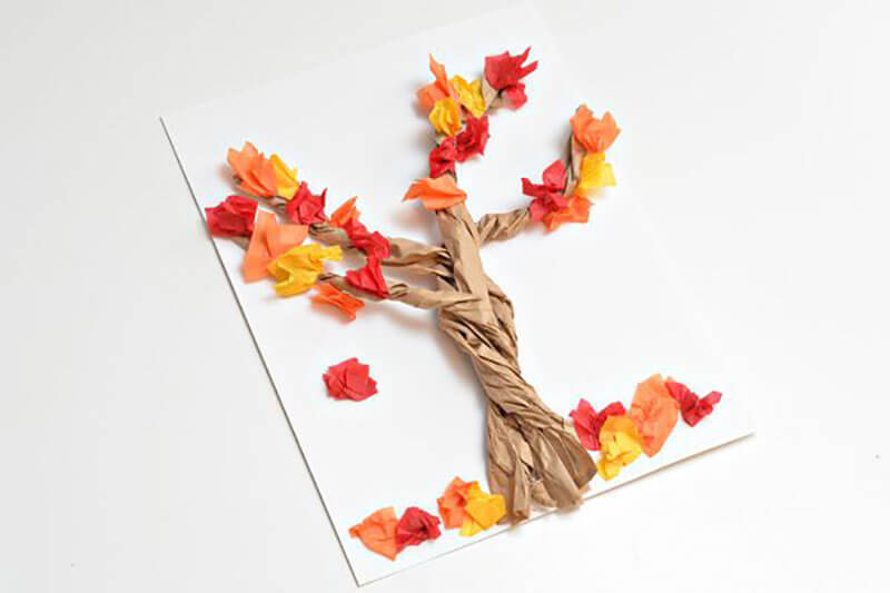 Аппликация из цветной бумаги осенние деревья: Макет «Осеннее дерево» из цветной бумаги. Мастер-класс