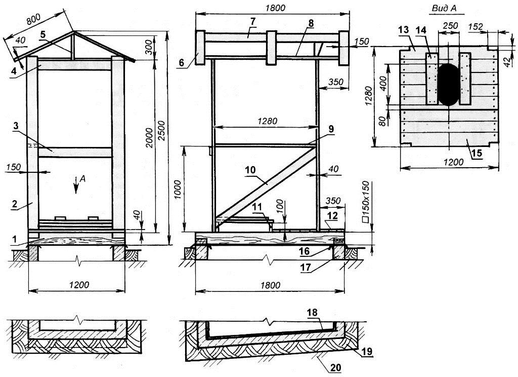 Чертеж туалет уличный: Дачный туалет своими руками: 48 чертежей + фото