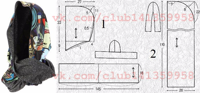 Выкройка капюшон шапка: Шапка-капюшон для женщин: как пошить шапку-капюшон