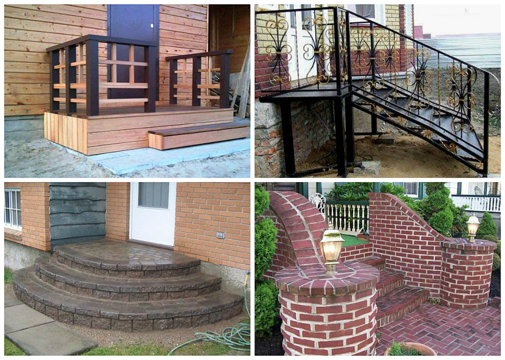 Ступеньки для крыльца частного дома фото с высоким фундаментом: ступеньки для частного кирпичного дома, наружные лестницы для загородного коттеджа, уличные ступени