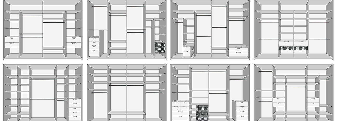 Наполнение шкафа купе схема на 4 двери: Шкафы купе 4 двери наполнение на заказ