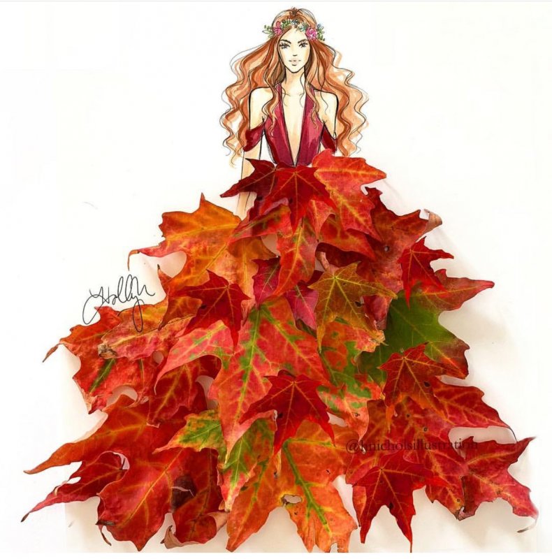 Рисунок девушка осень из листьев: Портрет осени из листьев