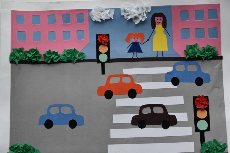 Аппликации на тему дорожного движения: «Правила дорожного движения» в детский сад для детей, объемные знаки из цветной бумаги в школу. Какие еще поделки можно сделать?