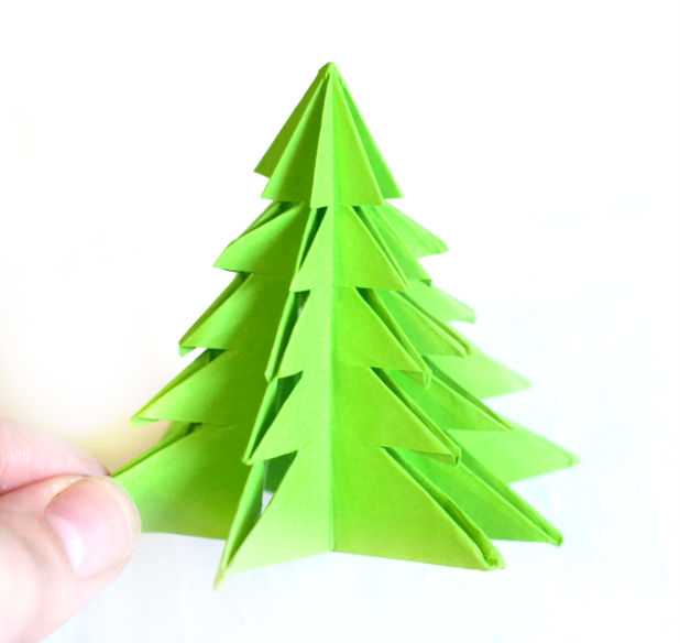 Оригами елочка из бумаги: Объемная елочка оригами из одного листа бумаги. Пошаговый мастер-класс с фото