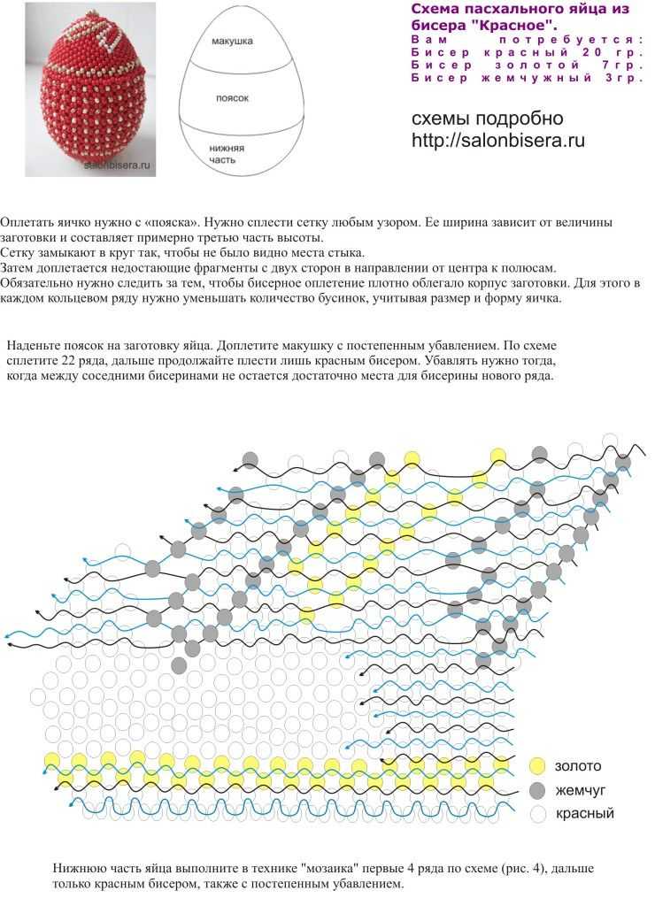 Яйцо пасхальное из бисера схема: Схема пасхальных яиц из бисера