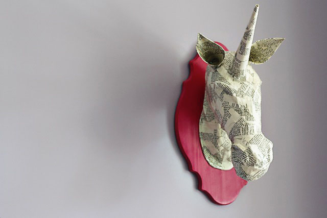DIY paper mache animal heads tutorial and process via lilblueboo.com 