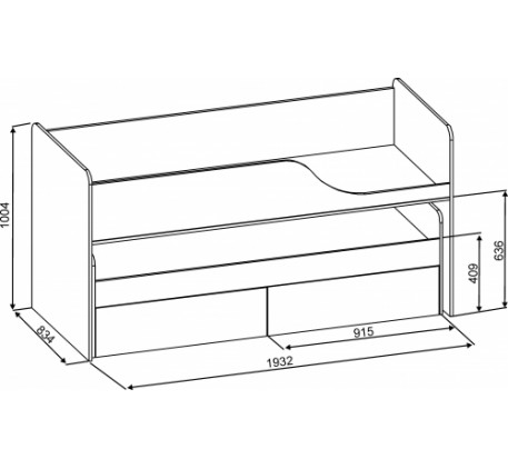 Чертеж с размерами кровати детской с ящиками: Чертежи на Кровать Детскую с 2 Ящиками 1940х930х750