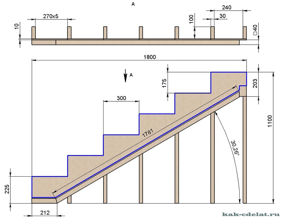 Чертежи лестницы деревянные: выбор типа конструкций (фото и видео)