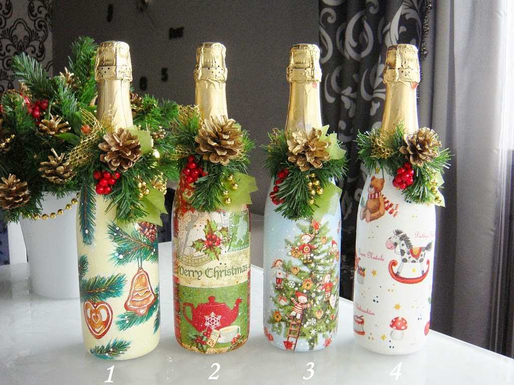 Декор новогодней бутылки шампанского своими руками: Новогодние бутылки своими руками: 27 необычных идей