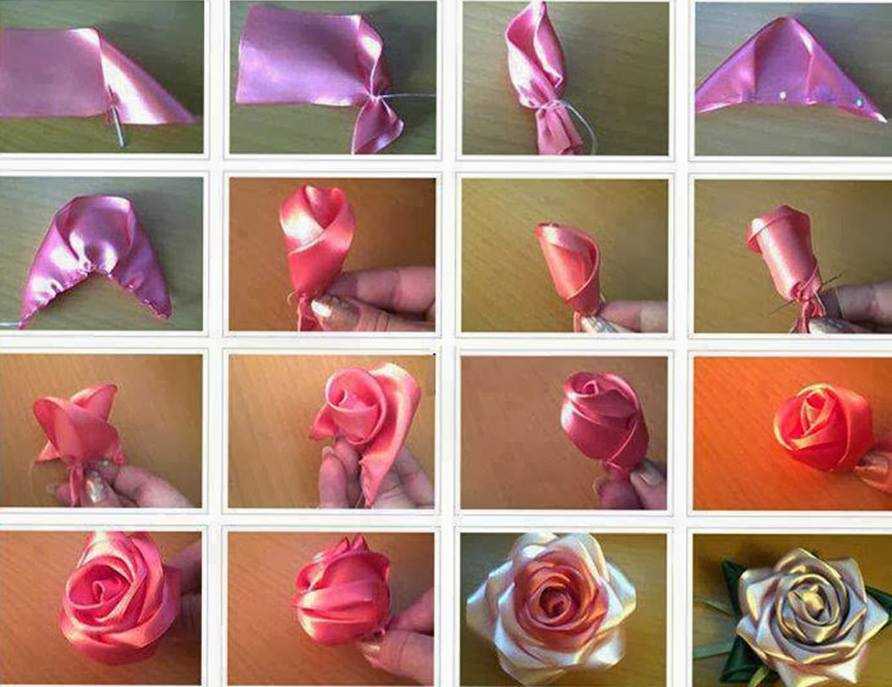 Цветы из лент для начинающих: 6 мастер-классов для начинающих (30+ фото)