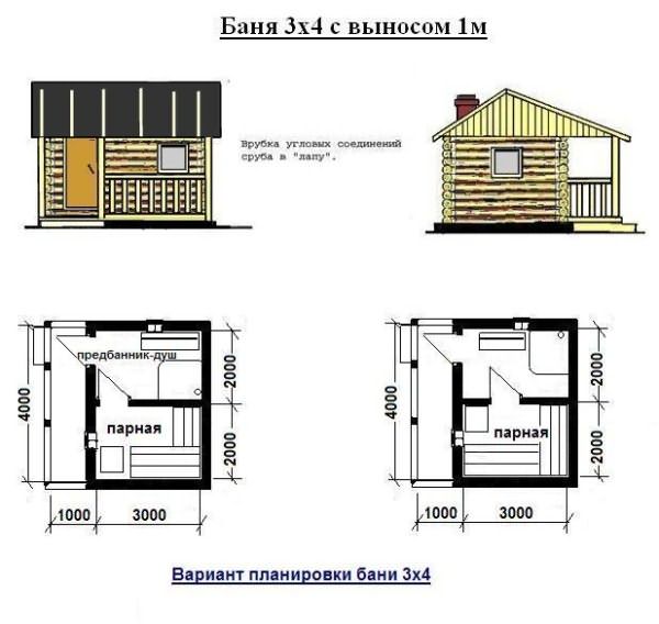 Баня 3х4 своими руками из бруса: Проекты бань из бруса 3х4