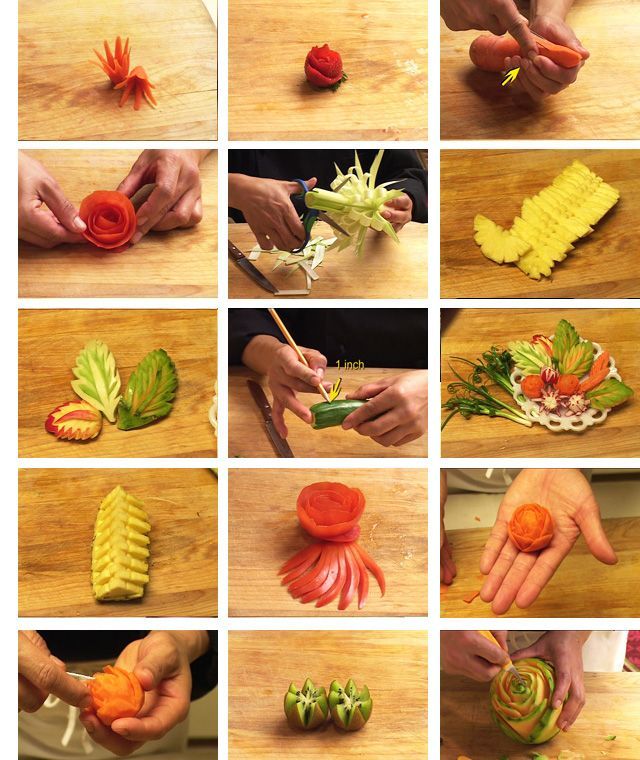Вырезание из овощей и фруктов своими руками: Цветы, лебедь, украшения из овощей и фруктов. Пошагово с фото карвинг