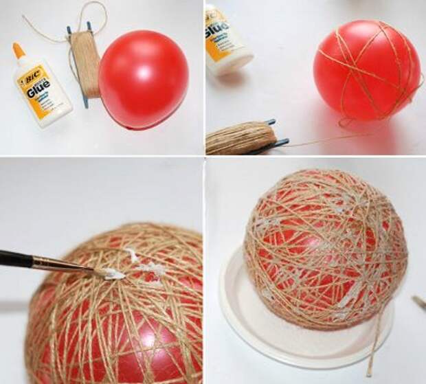 Поделки из шарика из ниток: Как сделать шар из ниток и клея своими руками