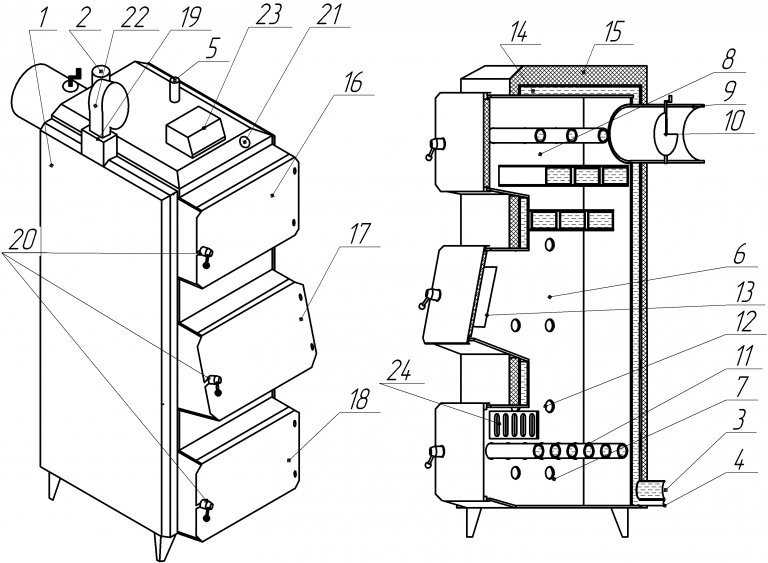 Чертежи котла твердотопливного: Чертежи котлов на твердом топливе своими руками