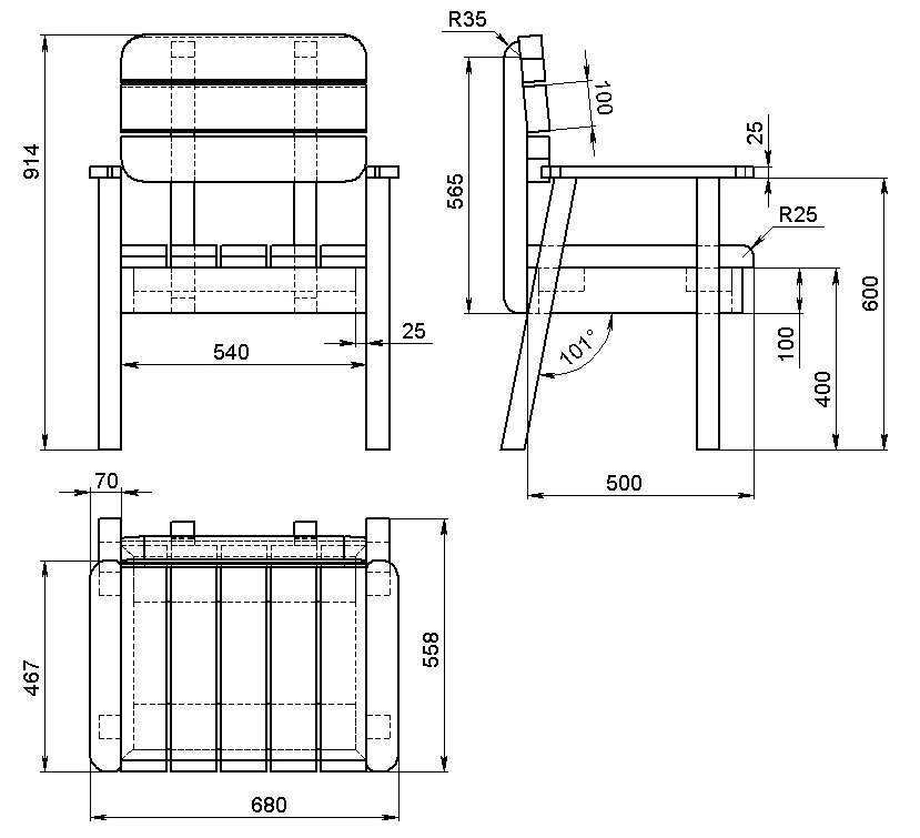 Чертежи мебели из дерева с размерами: Садовая мебель – чертежи и размеры