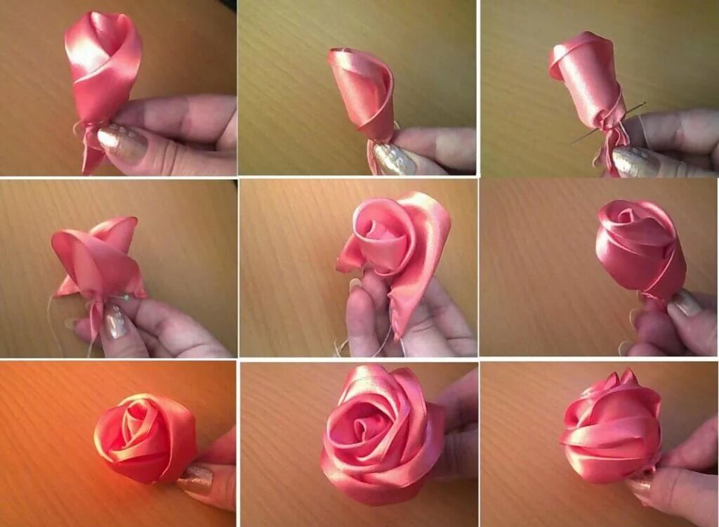 Как сделать розу из ленты атласной: Как сделать розы из лент своими руками