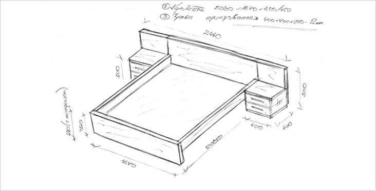 Сделать кровать из дерева своими руками чертежи: 820 чертежей с размерами, схемами и эскизами