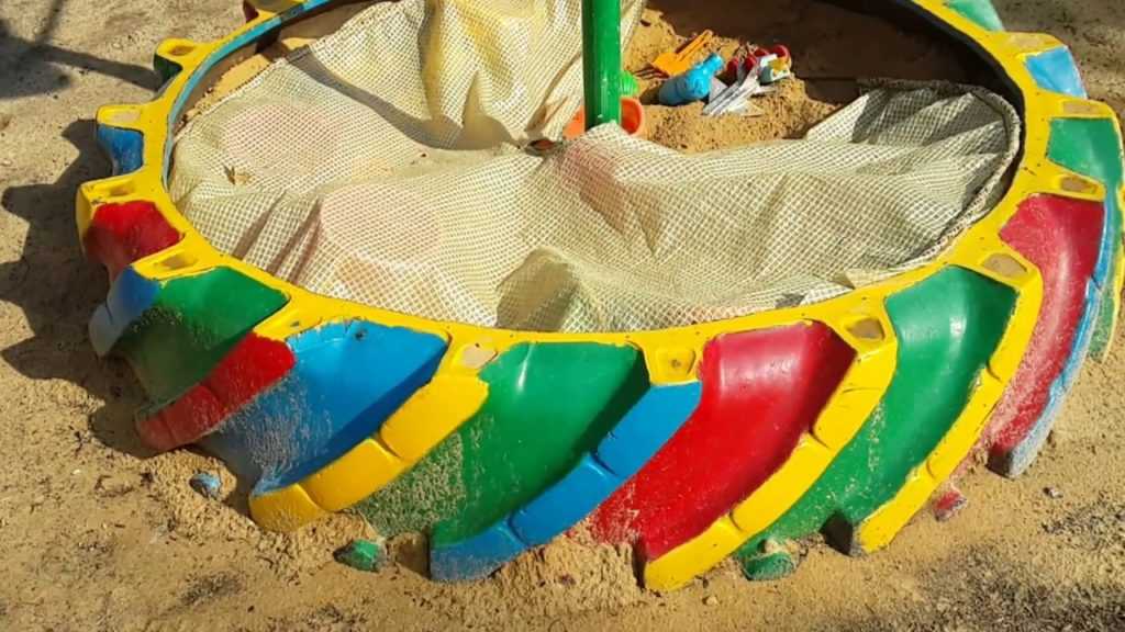 Песочница из покрышек: Как сделать песочницу из покрышек своими руками