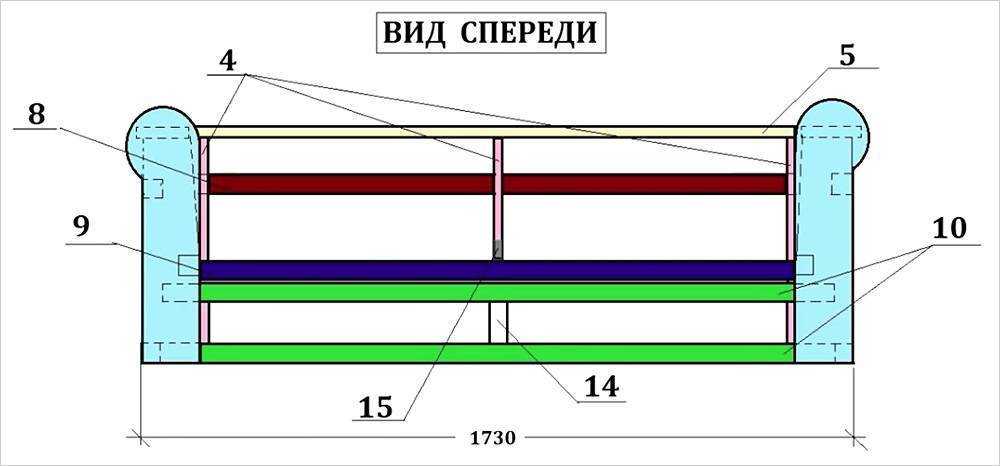 Чертеж каркас дивана: Каркас дивана честер чертеж