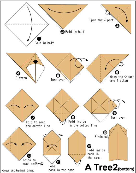 Оригами из бумаги схема дерево: Оригами дерево схема - Оригами из бумаги