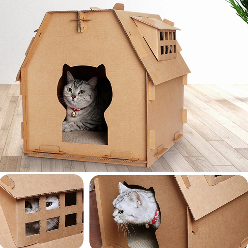 Как сделать домик для кошки своими руками видео из коробки: Домик для кошки своими руками: 3 варианта изготовления