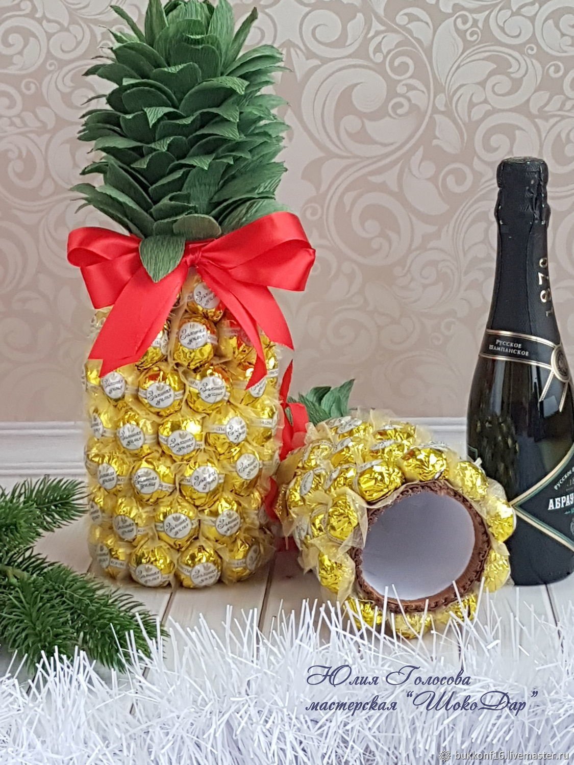 Бутылка шампанского в виде ананаса: Как сделать ананас из шампанского и конфет