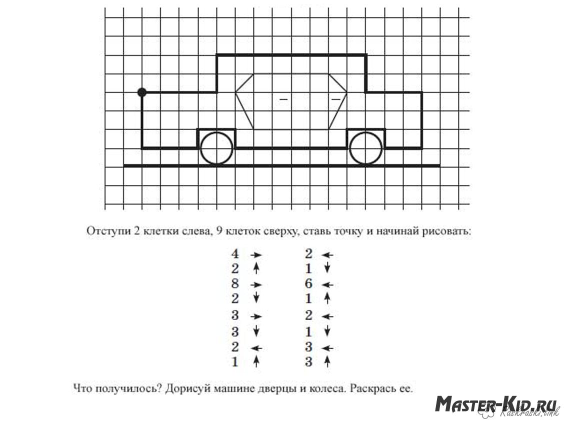 Машина рисунок по клеточкам: Рисунки по клеточкам «Транспорт» ☆ 84 рисунка