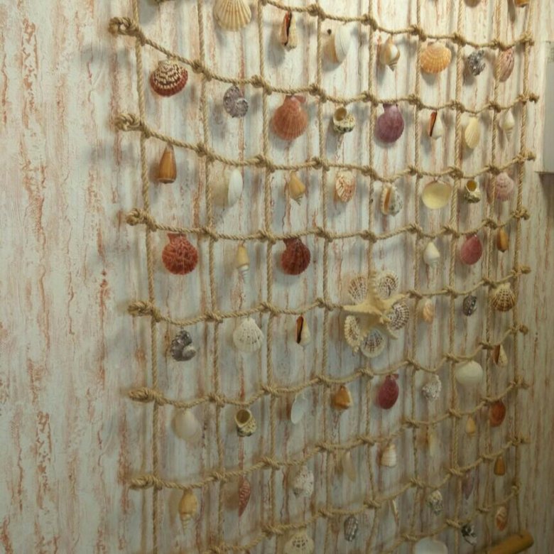 Сетка из ракушек: Сетка с ракушками и буйками, 110*150 см, белая