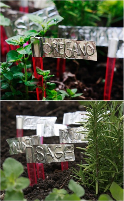 DIY Aluminum Duct Tape Garden Markers