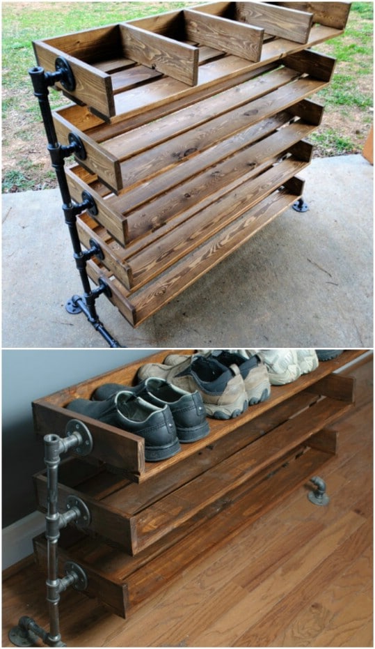 Reclaimed Wood Shoe Cubby Organizer