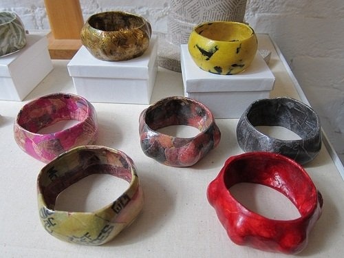 Paper mache bracelets