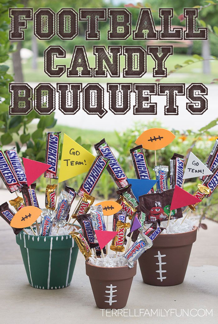 Diy football candy bouquets