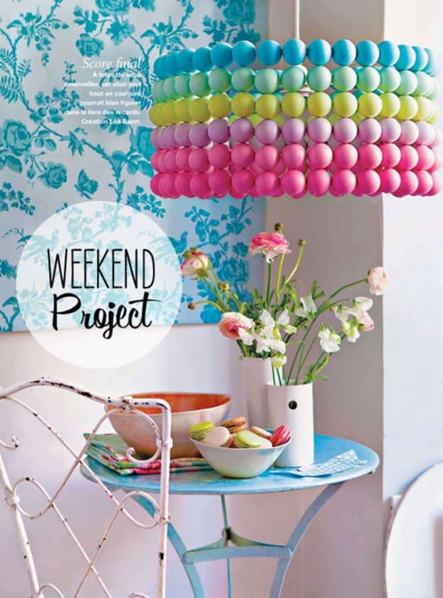 Painted ping pong ball pendant light