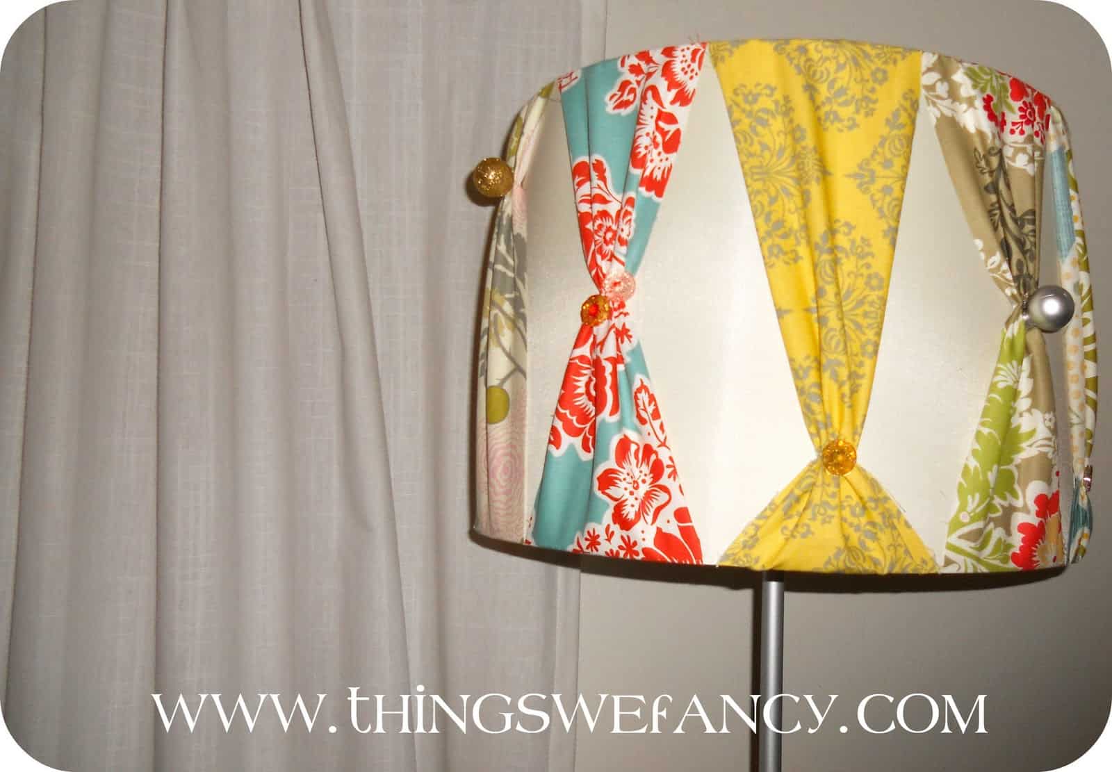 Pinched fabric and button lamp shade