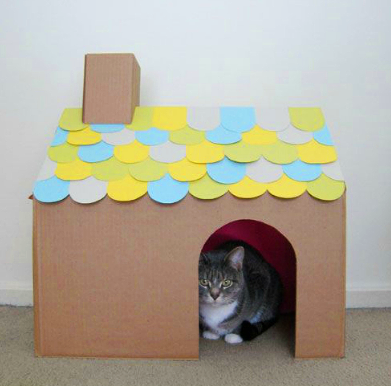 Как сделать из коробок домик для кошки: пошаговая инструкция по изготовлению домика для котов из картона и футболки