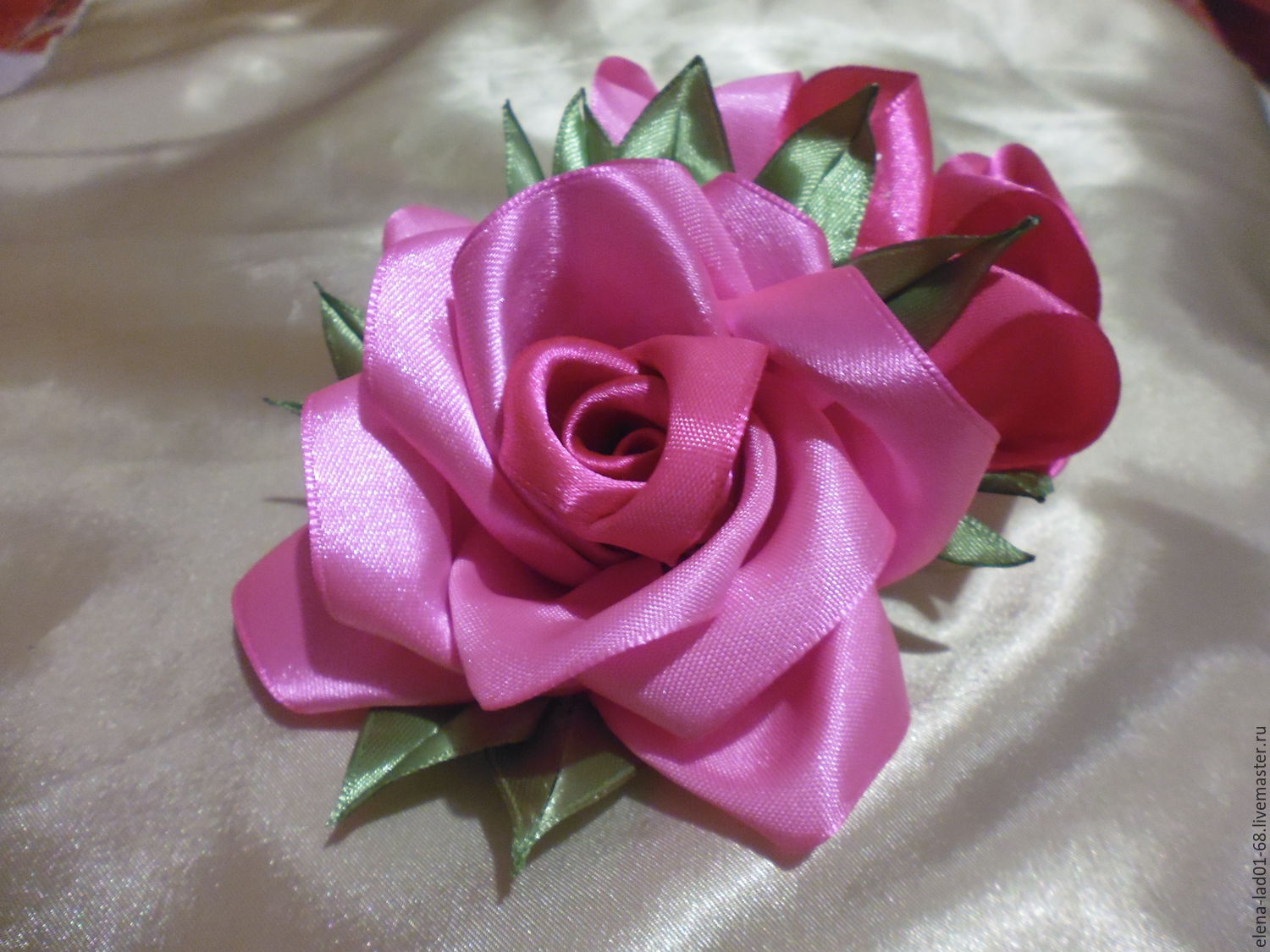 Роза из ленты 5 см: Делаем розу из лент своими руками