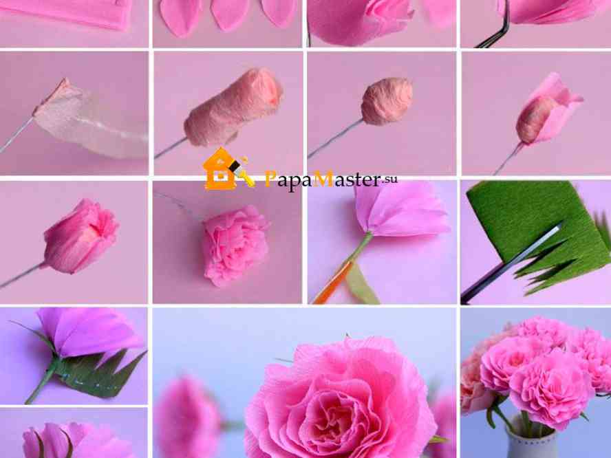 Как сделать цветы из бумаги креповой: Цветы из крепированной бумаги. Своими руками. Пошаговые инструкции + 200 фото