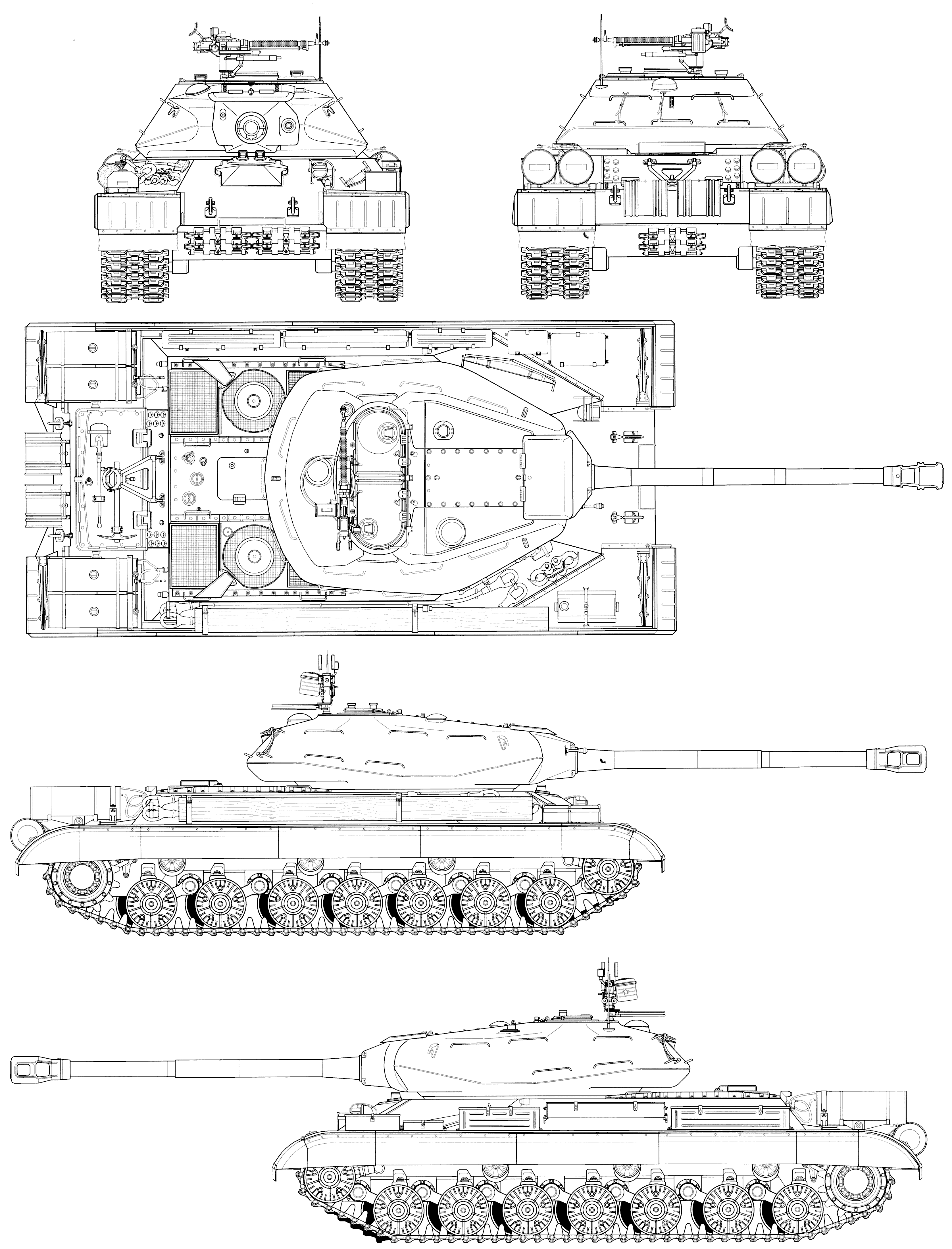 Чертеж ис 3: Тяжелый танк ИС-3 образца 1945 года. СССР