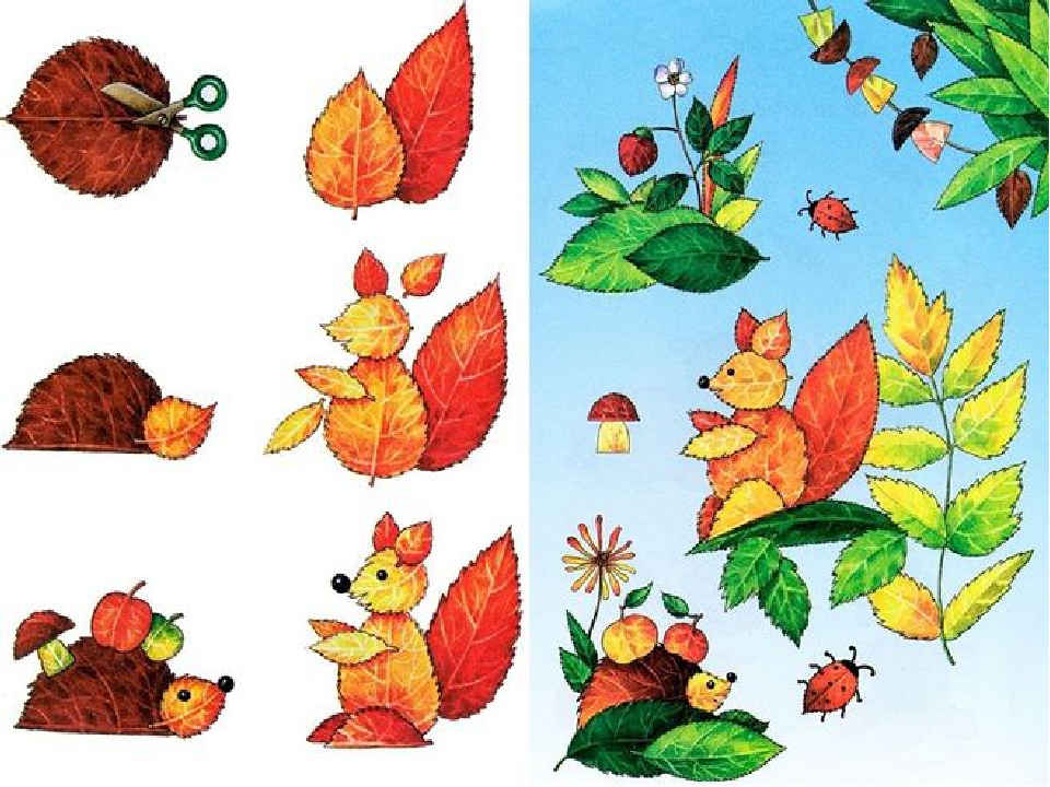 Поделка аппликация из осенних листьев: Осенние листья - поделки из материала Осенние листья (36 шт.)