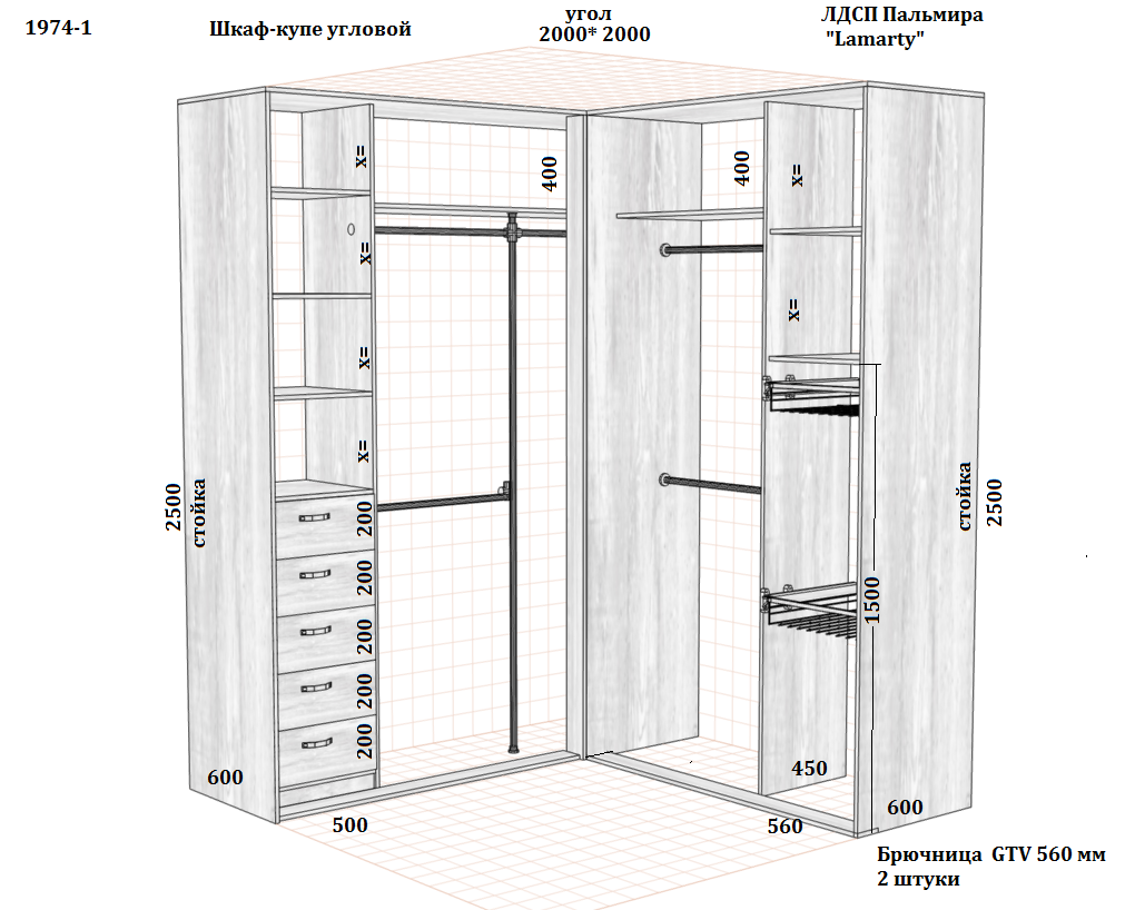 Чертежи угловых шкафов купе с размерами: 264 фото (+ чертежи и эскизы)