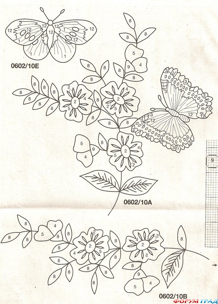 Идеи для вышивки гладью цветы: Вышивка гладью. 25 схем вышивки цветов гладью.