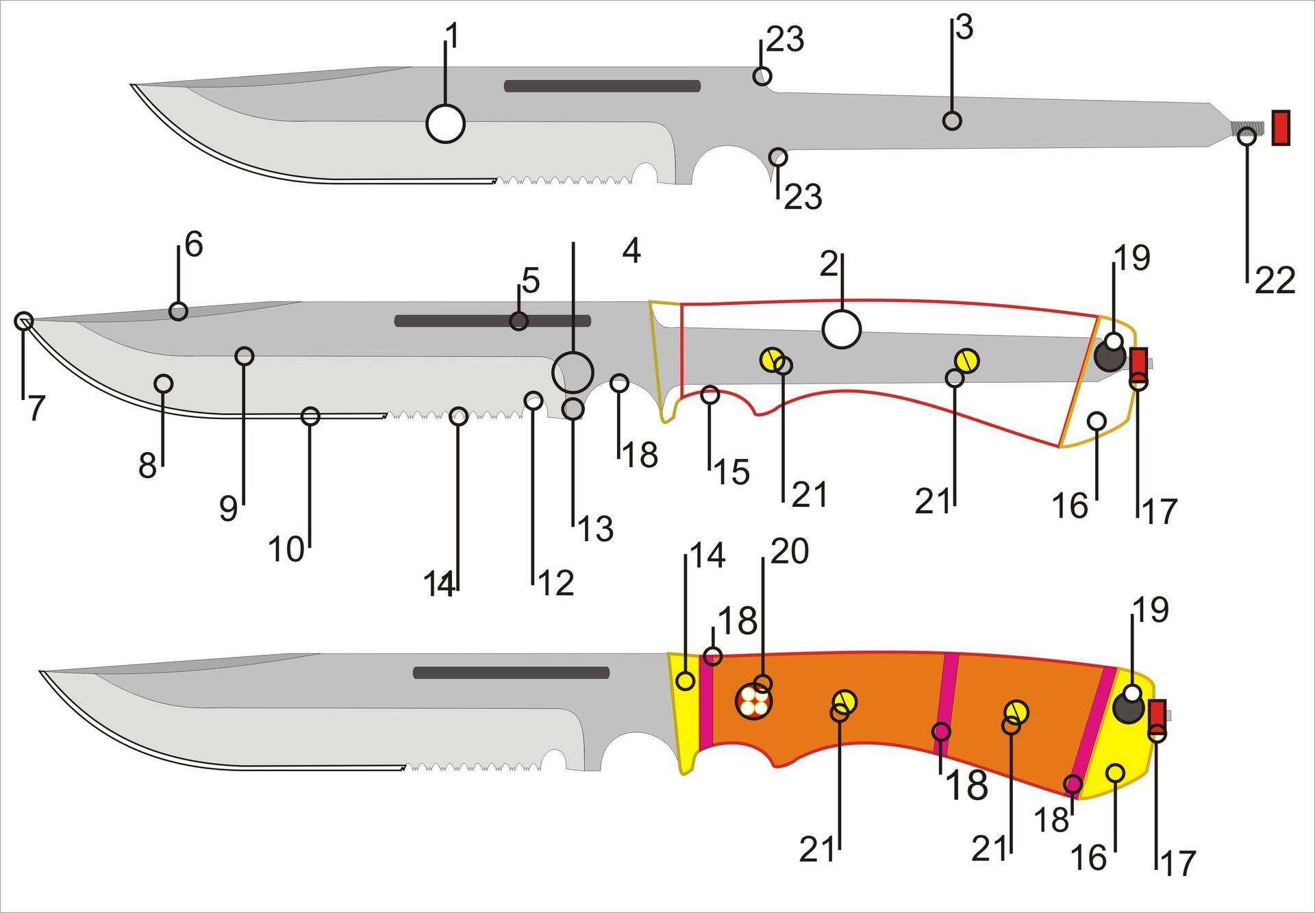 Формы клинков для ножей чертежи: описание, принцип изготовления клинка своими руками, эскизы рукояток