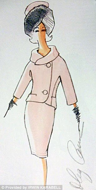 One of the sketches, seen here, portrays the outfit Jackie O wore on the cover of Life Magazine in 1961