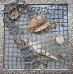 Сетка из ракушек: Сетка с ракушками и буйками, 110*150 см, белая